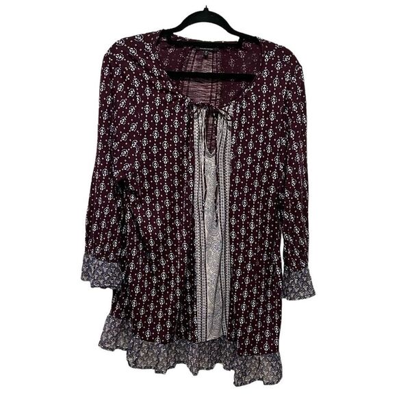 Lucky Brand purple boho peasant blouse size 2X - Picture 1 of 8